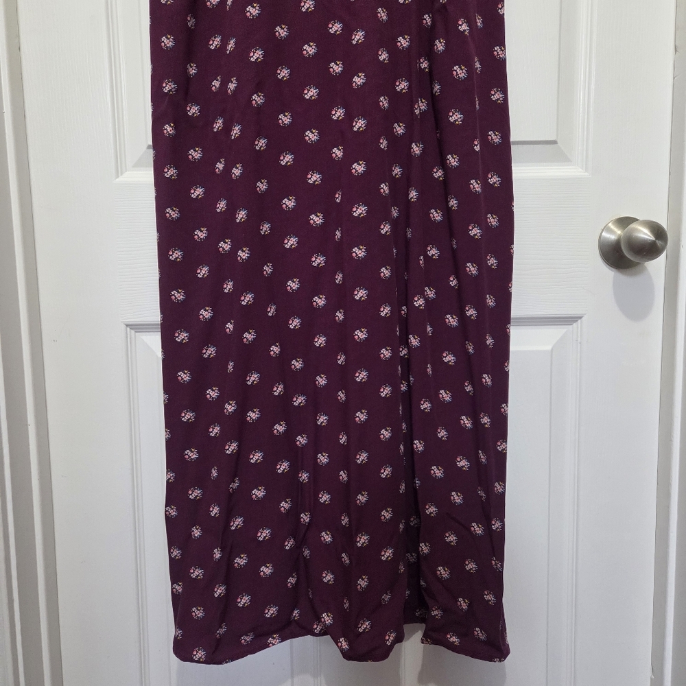Old Navy Purple Floral V-Neck Maxi Flowy Shift Dress Size Large Boho Summer - Picture 4 of 9